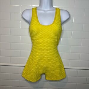 Zara Bright Yellow Textured Jumpsuit